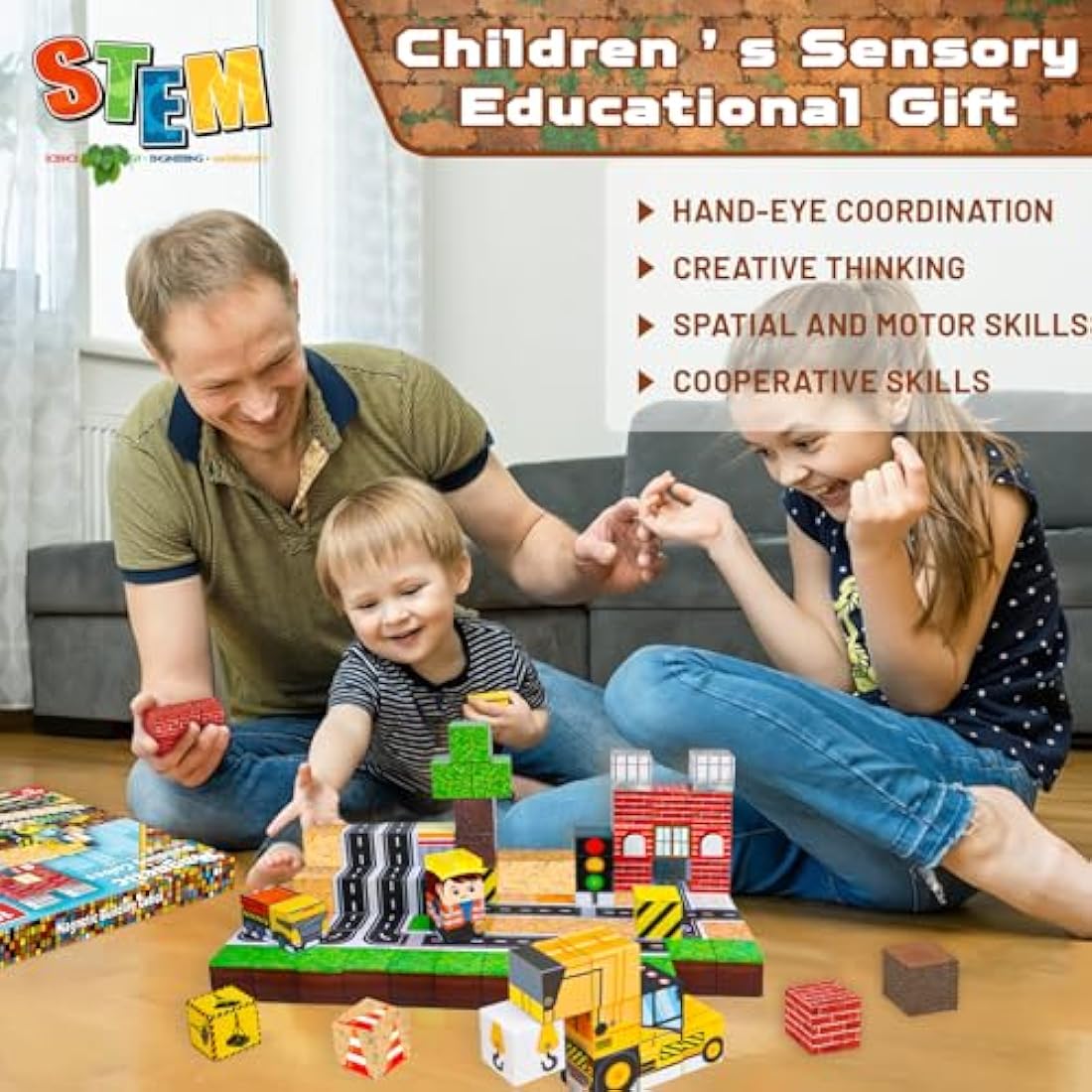 Annexfun 100PCS Magnetic Building Blocks – STEM Road & Car Construction Toy