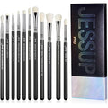 Jessup 11pcs Professional Eyeshadow Brush Set | Black Synthetic Brushes