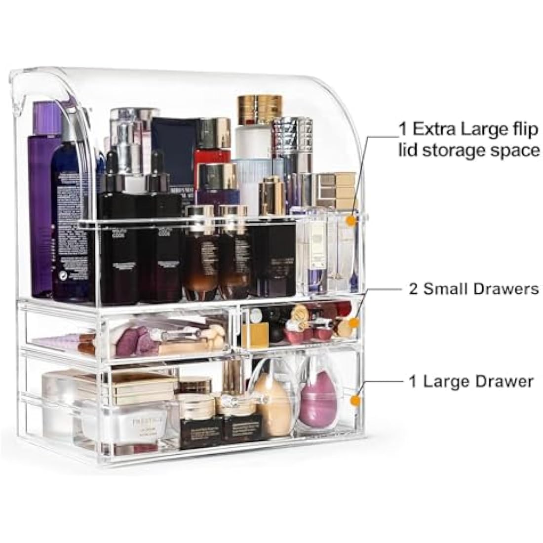 SIOOUI Acrylic Makeup Organizer – Large Clear Cosmetic Storage with Drawers