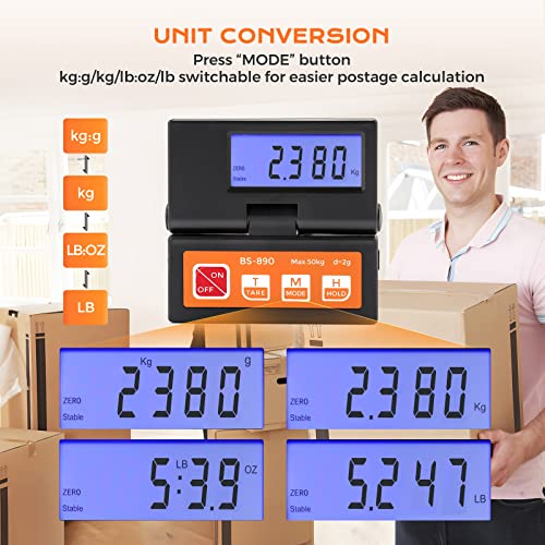 Bonvoisin Digital Postal Scale | 50kg/110lb Shipping Scale with LCD Display