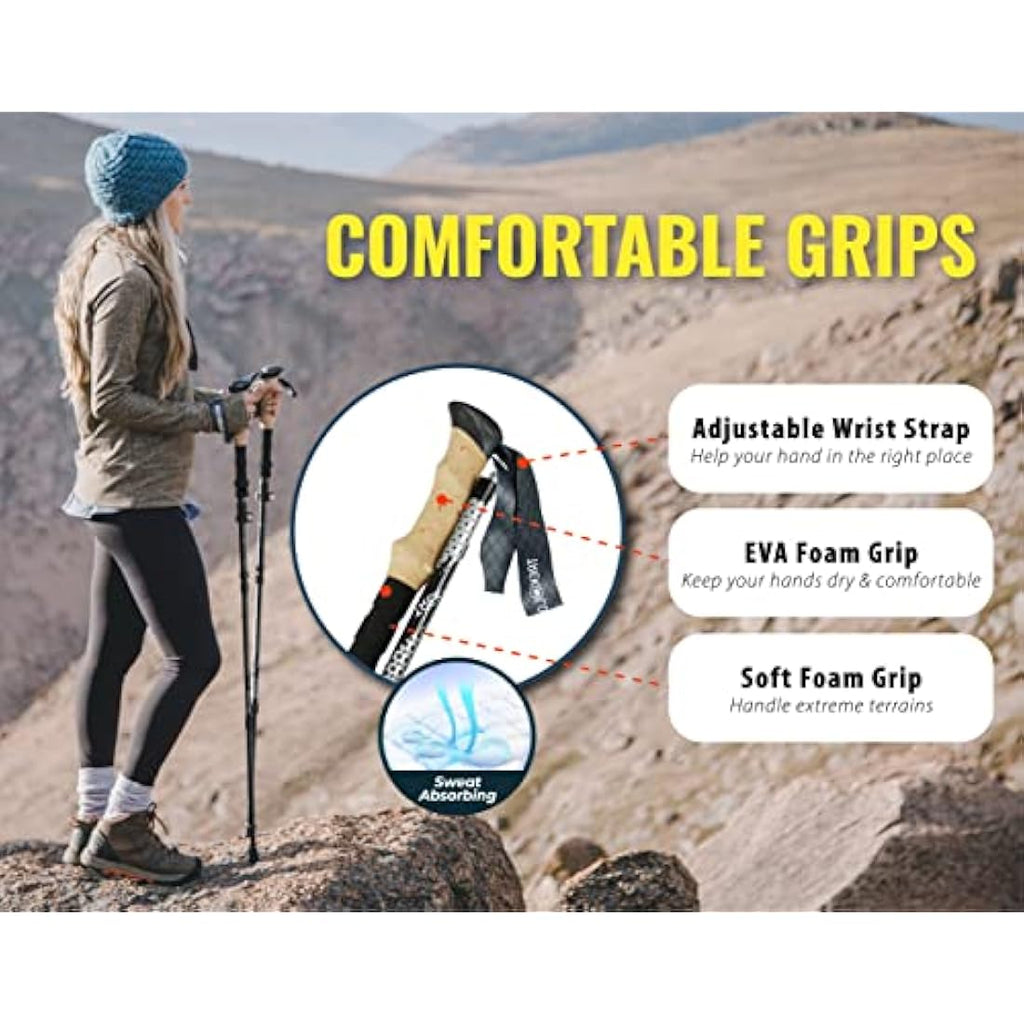 Trekology Trek-Z Folding Trekking Poles | Aluminum Hiking Sticks - 2 Pack