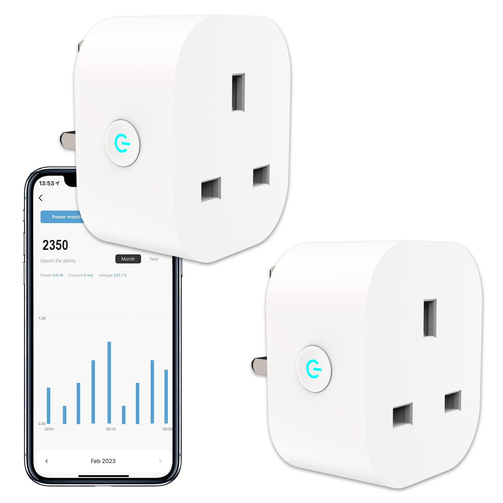 ANTELA Smart Plug with Energy Monitoring, WiFi Outlet (2 Pack)