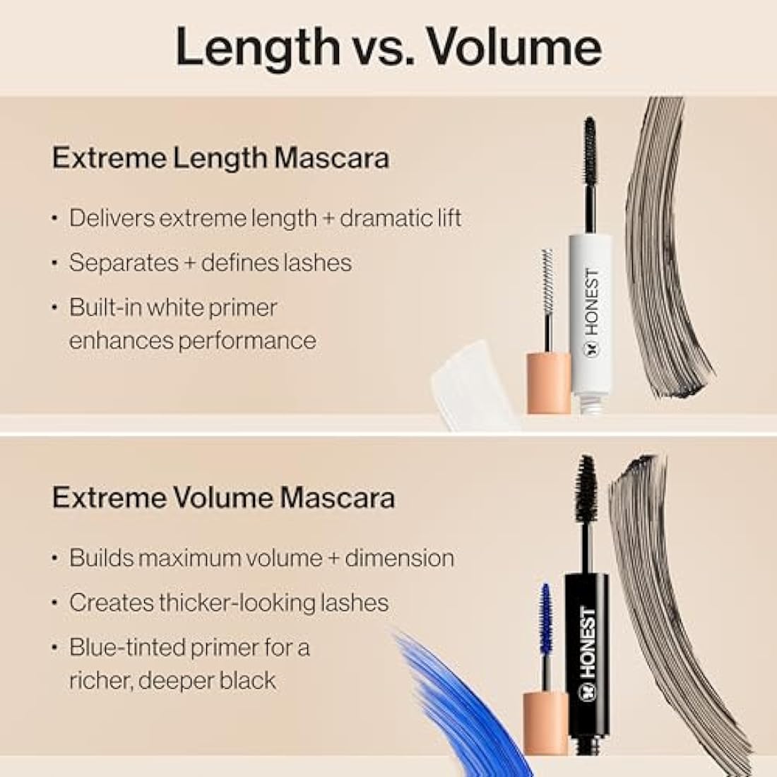 Honest Beauty 2-in-1 Extreme Length Mascara | Lash Primer & Volume
