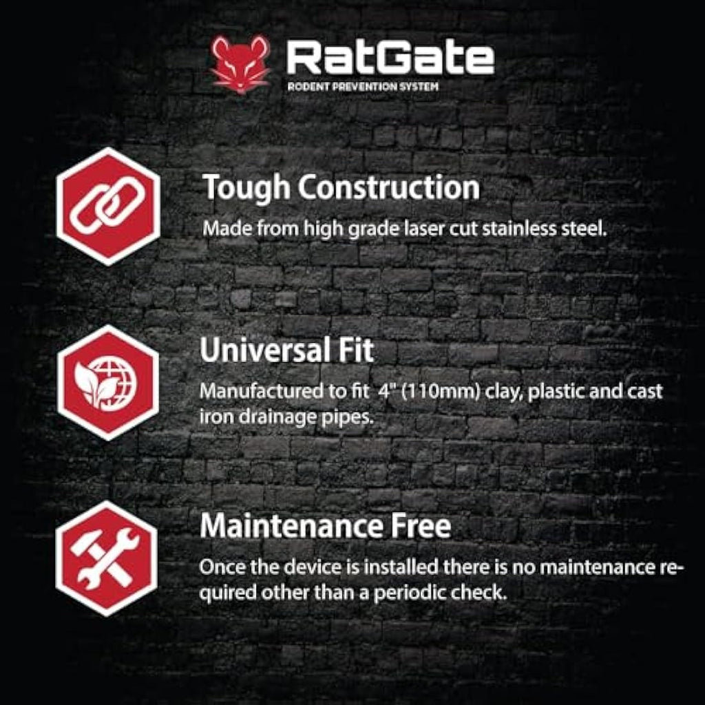 RatGate – 4" Stainless Steel Rat Flap for Drain Pipes