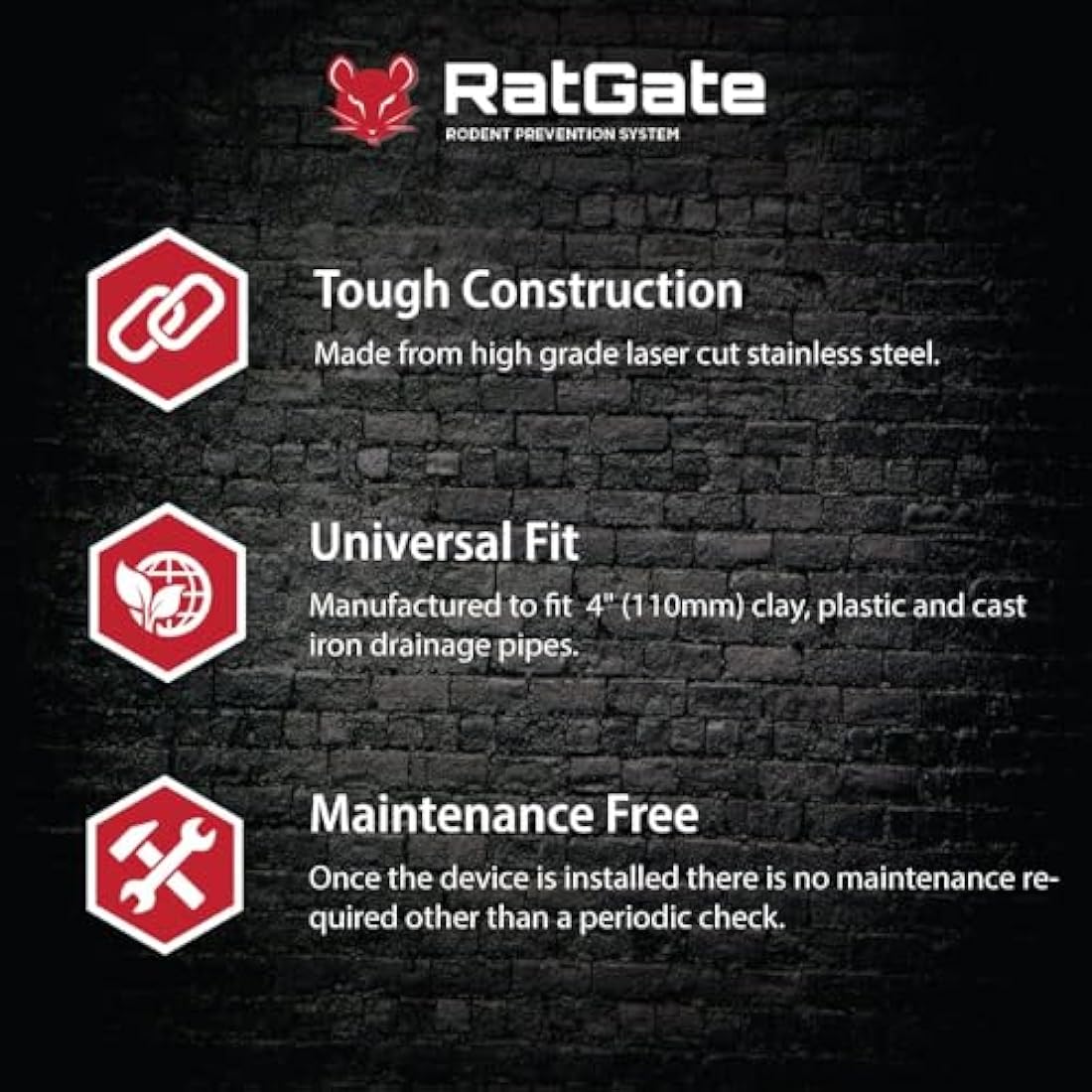 RatGate – 4" Stainless Steel Rat Flap for Drain Pipes