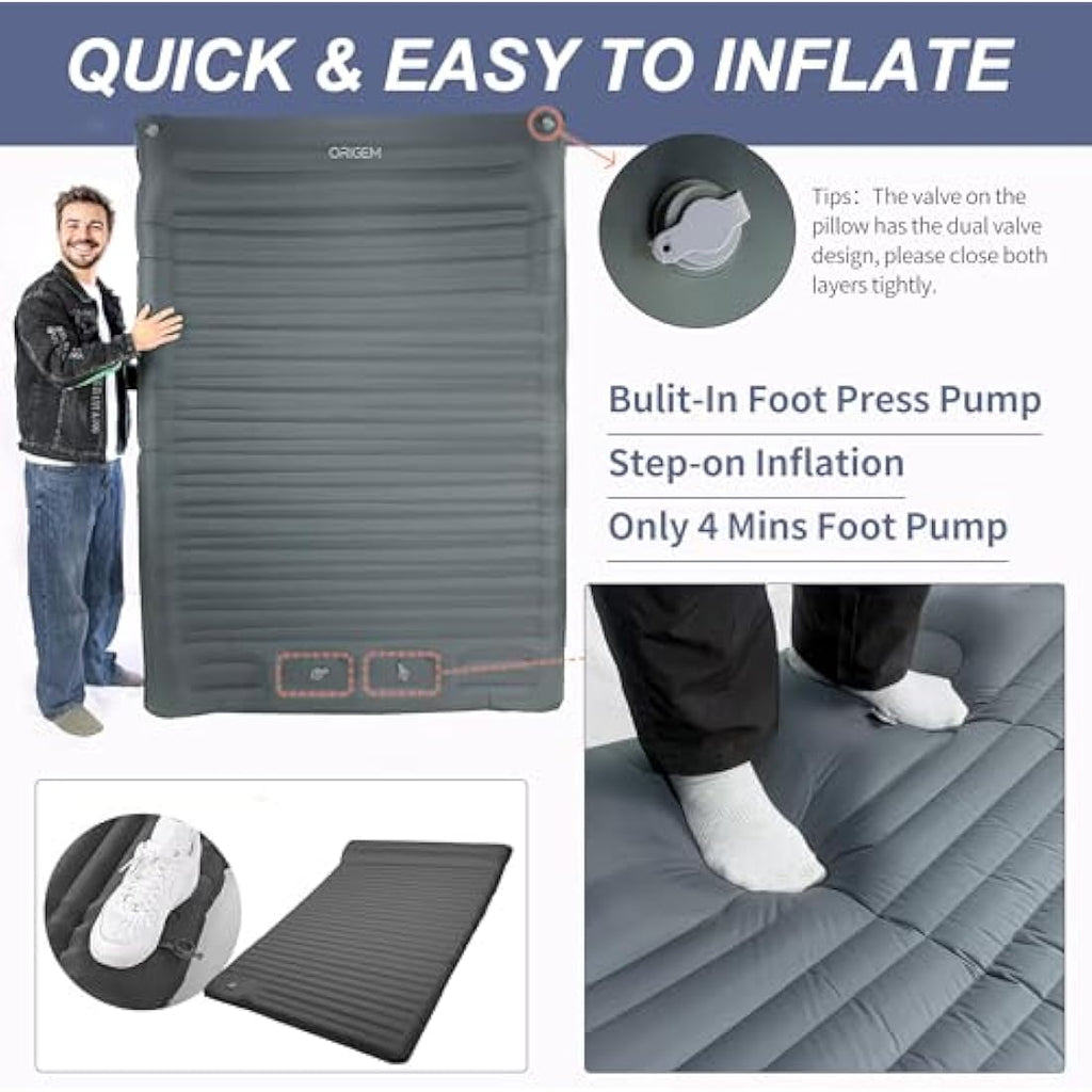 Origem Double Camping Sleeping Mat | 14cm Extra Thick Inflatable Mattress