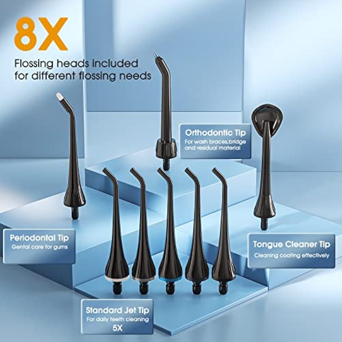 Hangsun Cordless Water Flosser | 300ML Oral Irrigator with 8 Jet Tips