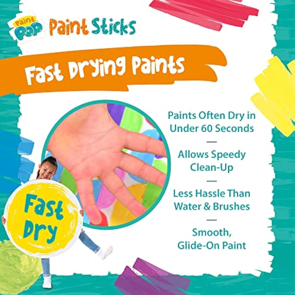Paint Pop Paint Sticks for Kids – 24 Pack Mess-Free Fast Drying Art