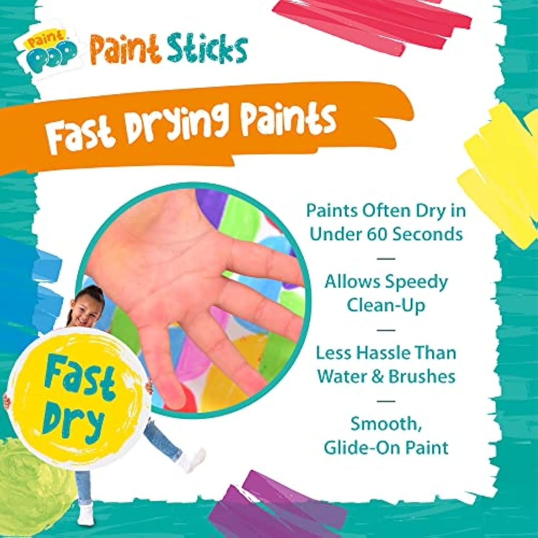 Paint Pop Paint Sticks for Kids – 24 Pack Mess-Free Fast Drying Art