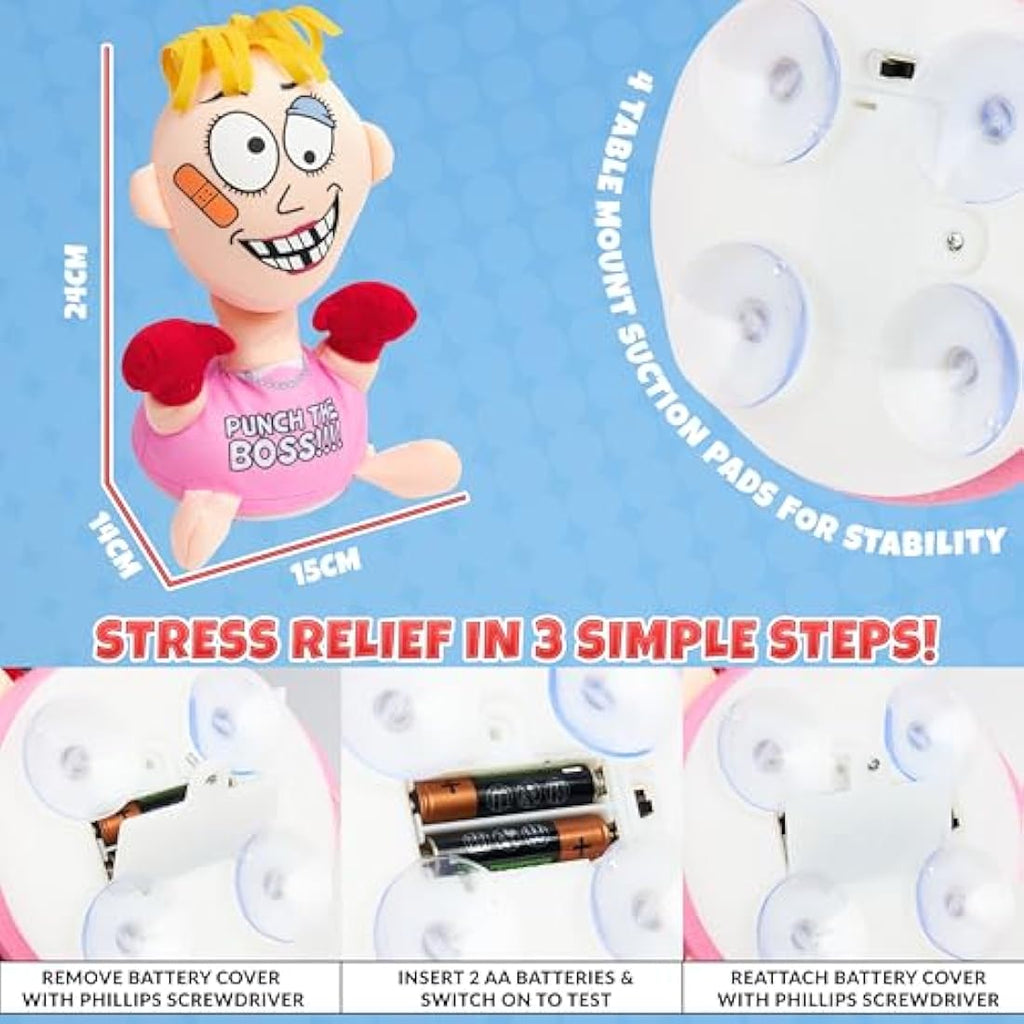 Jolof Store Punch The Boss Stress Relief Desk Toy - Shouting Pink Plush