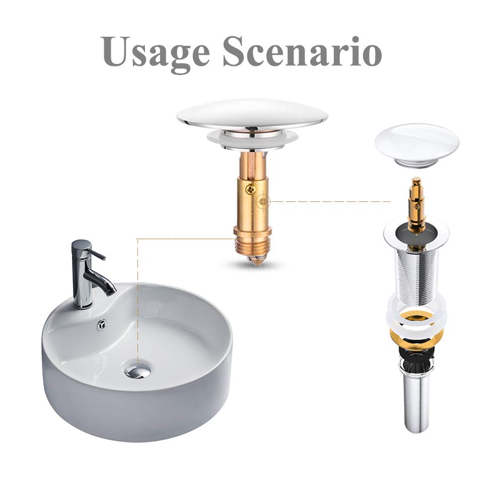 Basin Pop Up Click Clack Brass Plug Bolt, Replacement Screw for Most Sink Basin Drain Stopper 1pcs