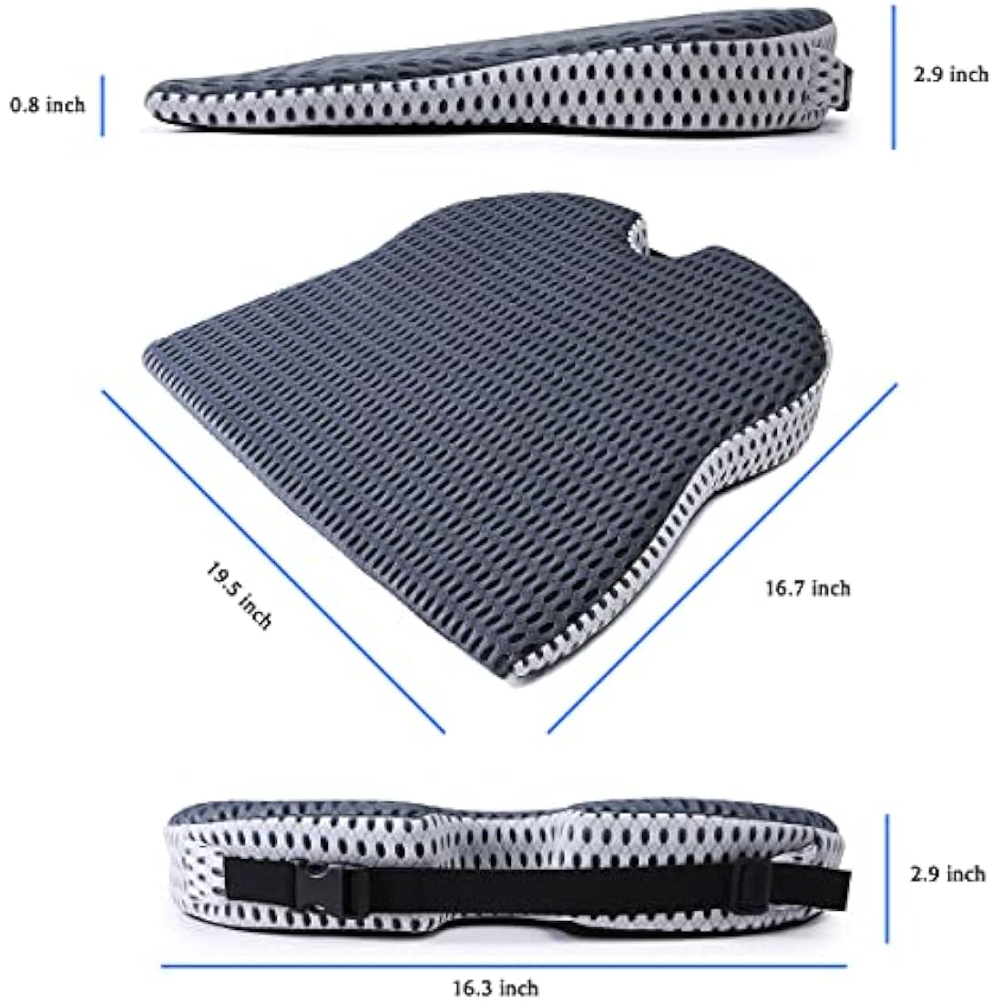 MargGona Memory Foam Car Wedge Cushion – Orthopedic Sciatica Relief