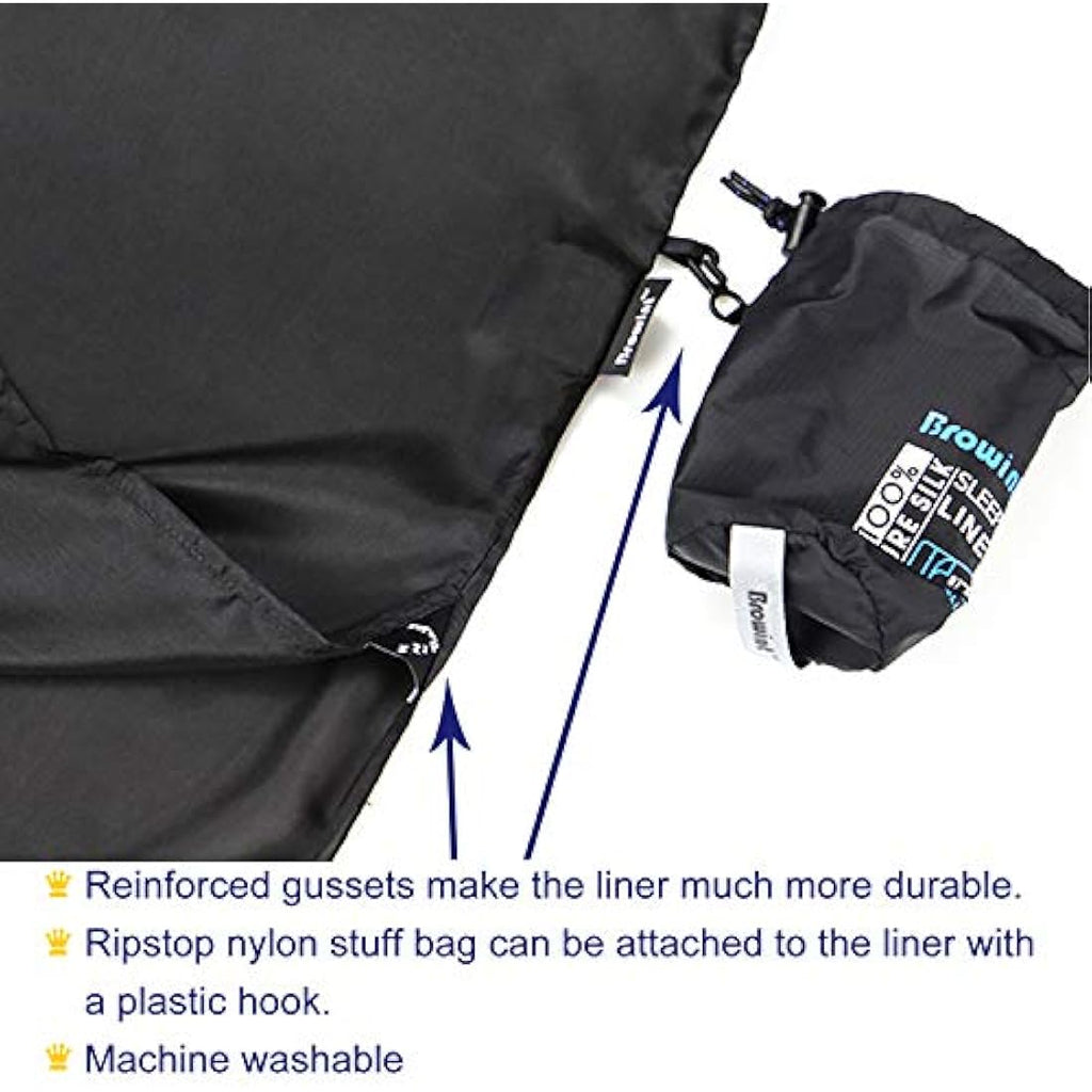 BROWINT Mulberry Silk Sleeping Bag Liner | Extra Wide Travel Sheet
