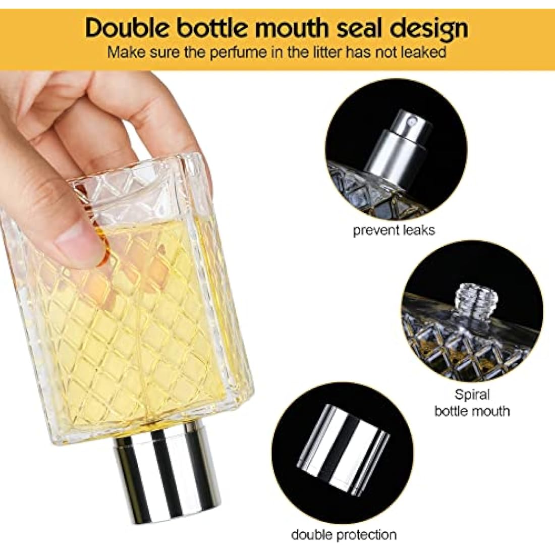 Ysimple 2 Pack 100ml Glass Perfume Atomiser | Refillable Fine Mist - Silver