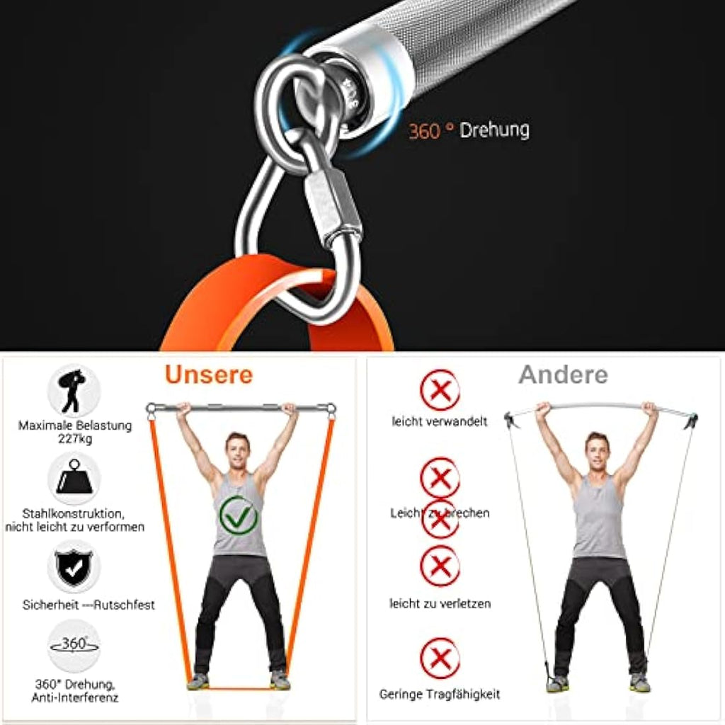 DASKING Resistance Bands Set with 98cm Detachable Bar - Home Gym Workout Kit
