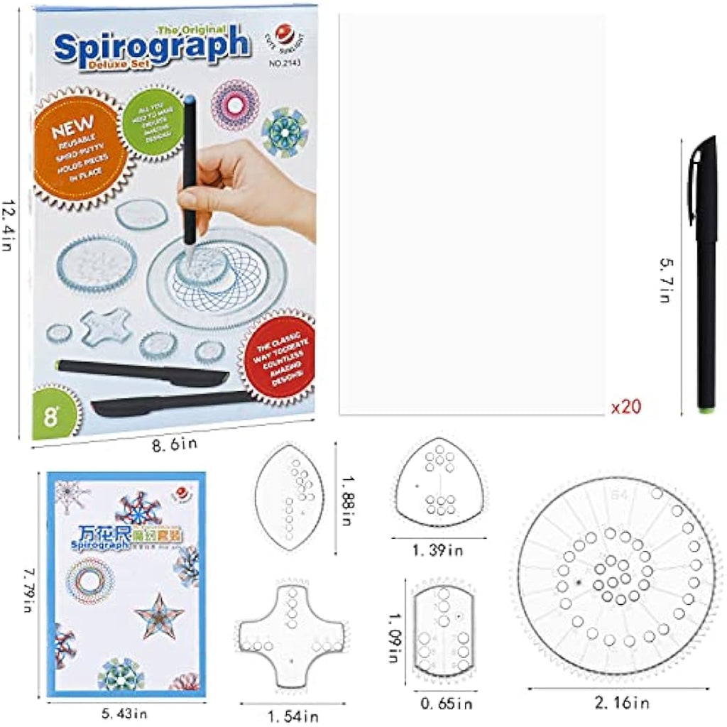 Gobesty Spirograph Deluxe Drawing Set - 28 Piece Geometric Art Kit