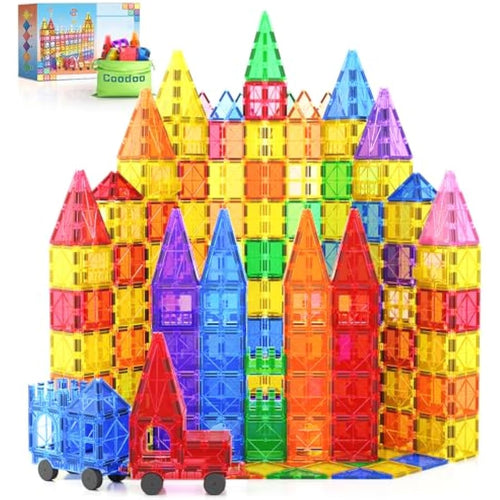 Jolof Store 100PCS Magnetic Tiles STEM Building Set with 2 Cars
