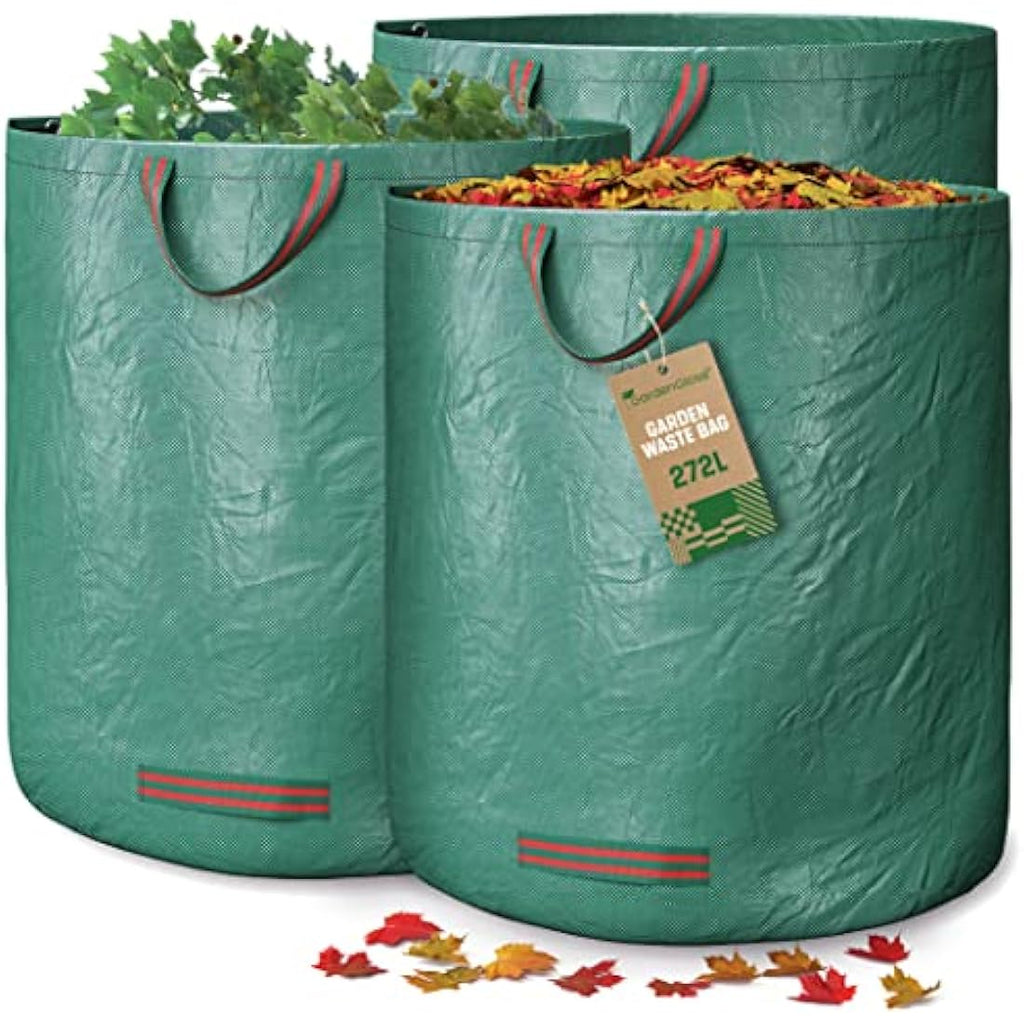 GardenGloss Heavy Duty Garden Waste Bags | 272L Reusable 3-Pack