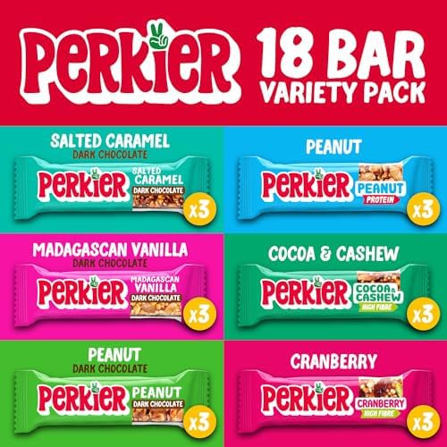 Perkier Variety Box – 18 Vegan Protein & Fibre Fruit and Nut Bars