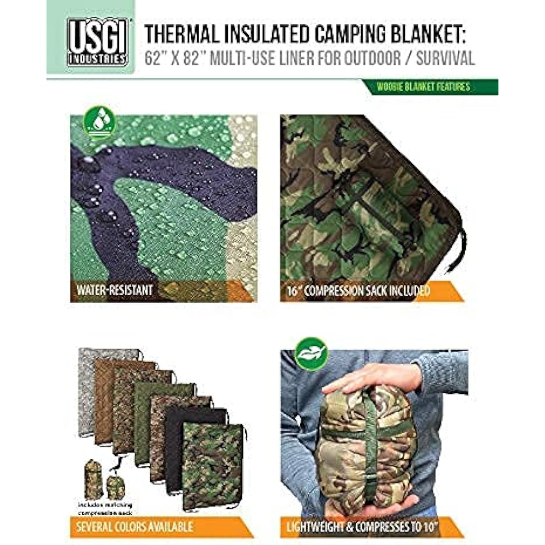 USGI Industries Military Woobie Blanket – Insulated Nylon Poncho Liner