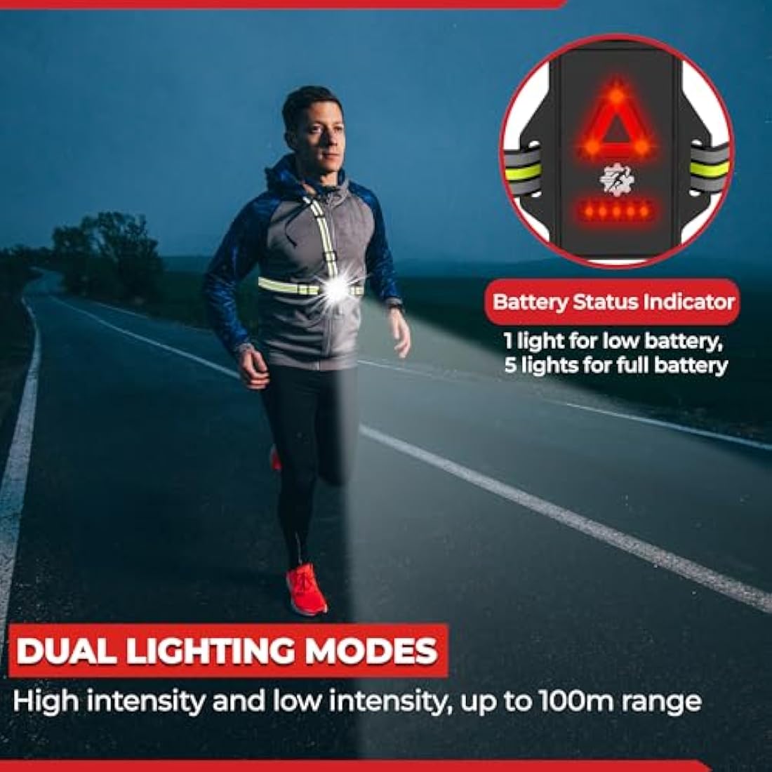 LUMEFIT LED Running Chest Light – 500 Lumen USB Rechargeable Safety Lamp