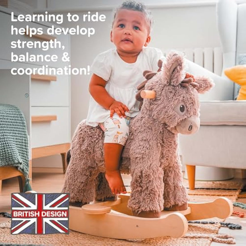 Little Bird Told Me Norbert Donkey Rocking Toy – Plush Wooden Rocker