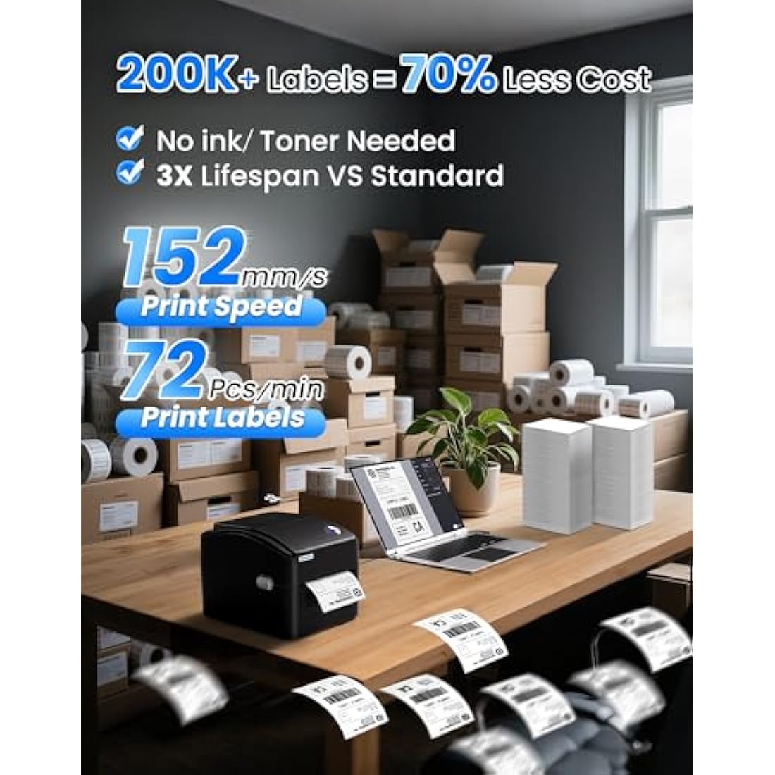 vretti Thermal Label Printer – 4x6 USB Shipping Printer for Windows & Mac
