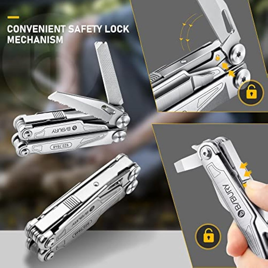 BIBURY Multitool Pliers | Stainless Steel Foldable Tool with Pouch