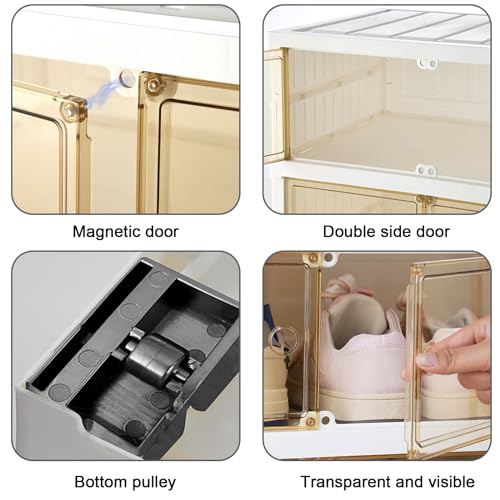 6-Tier Foldable Shoe Storage Cabinet | Clear Magnetic Doors