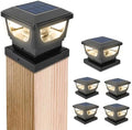 GEYUEYA Solar Post Cap Lights | Warm White IP65 Waterproof Fence Lamps - 6 Pack