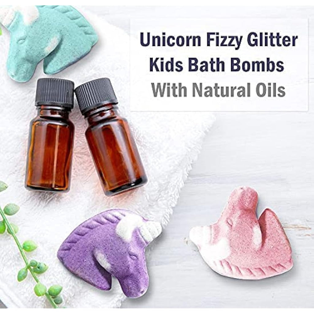 Jolof Store Unicorn Kids Bath Bombs – 12pc Glitter Gift Set with Shea Butter