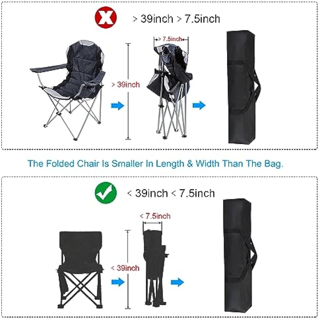 PATIKIL Camp Chair Replacement Bag - 2 Pack Nylon Carry Bag, Black