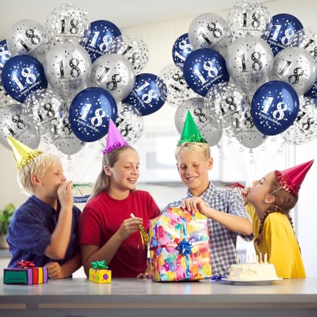 Jolof Store 18th Birthday Balloons – 15pc Navy Blue & Silver Party Decor