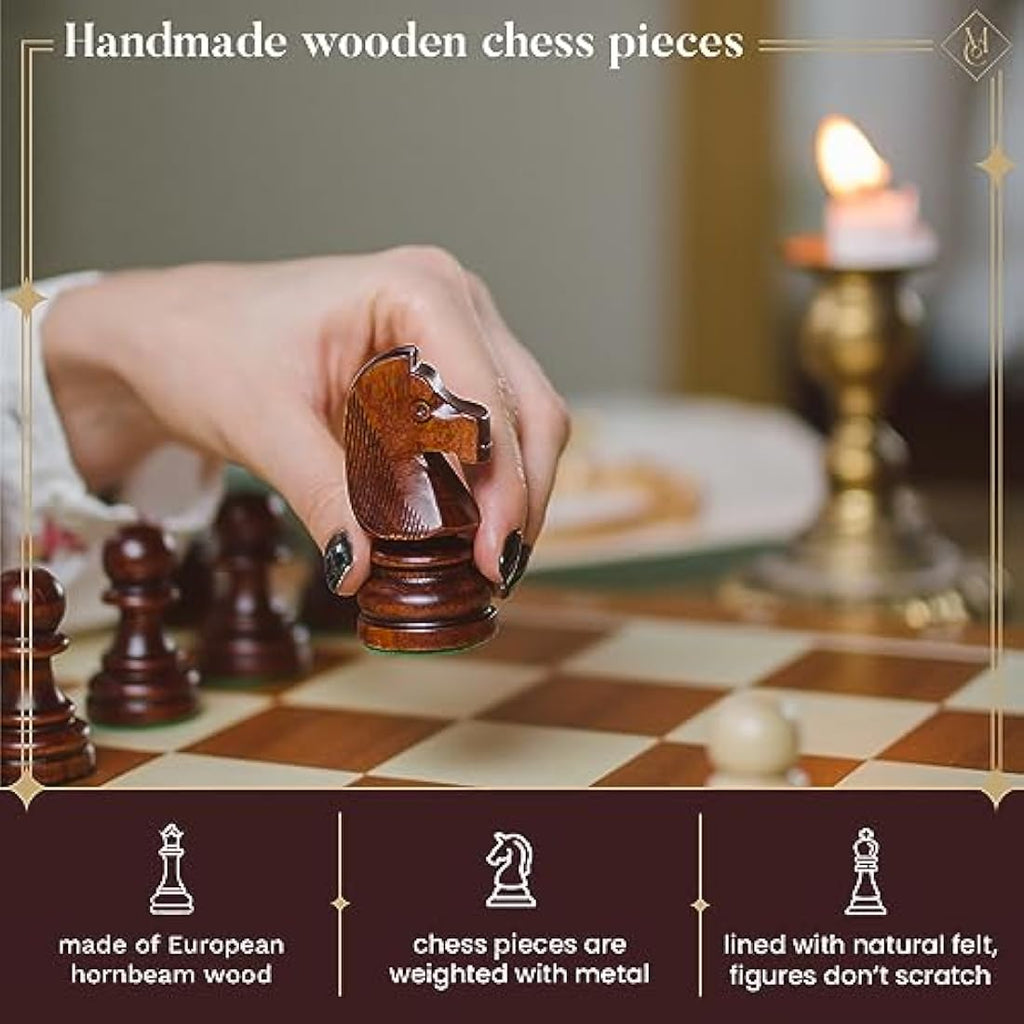 Master of Chess Staunton No. 7 Wooden Chess Pieces – Handmade Set