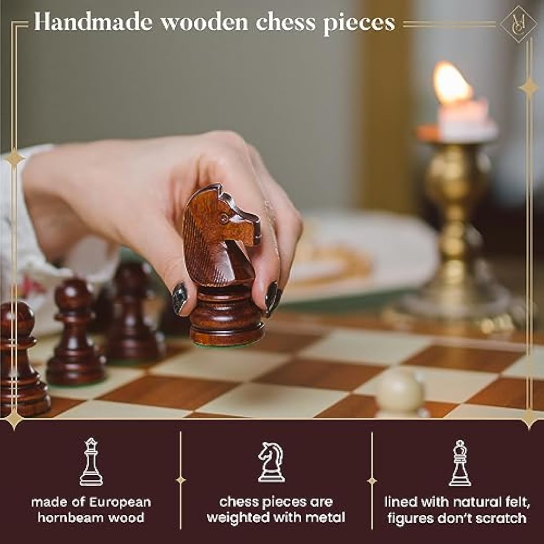 Master of Chess Staunton No. 7 Wooden Chess Pieces – Handmade Set