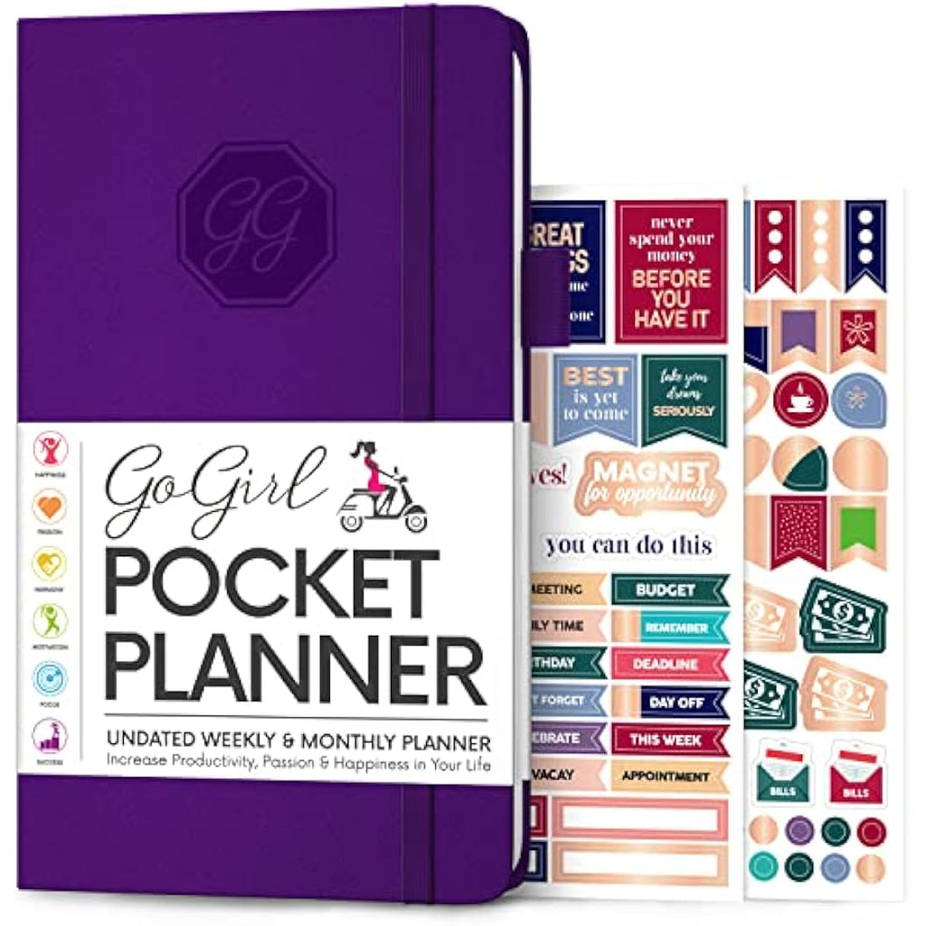GoGirl Pocket Weekly Planner – Undated Goal Organizer & Agenda, Purple