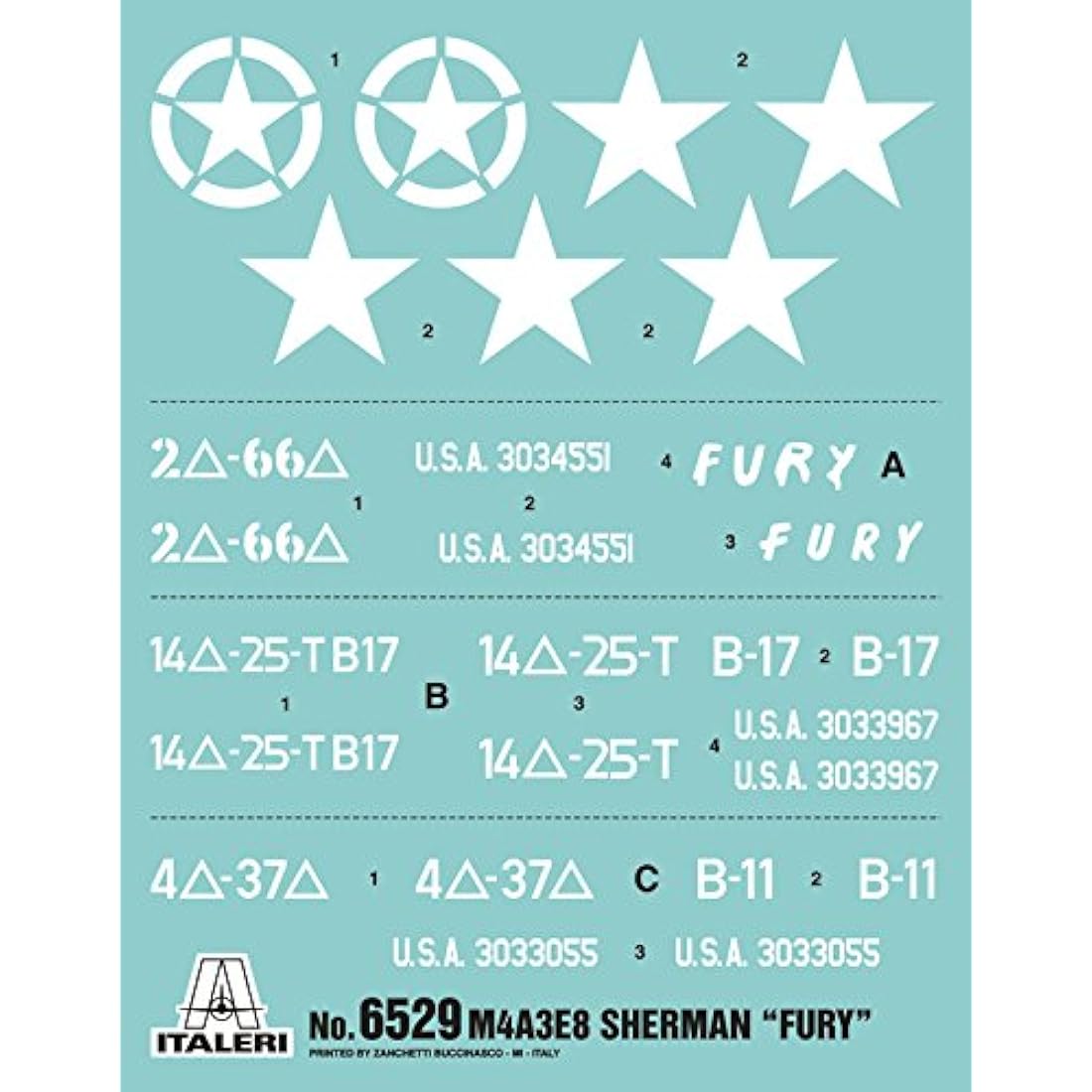 Italeri M4A3E8 Sherman Fury Tank Model Kit - 1/35 Scale Military Tank