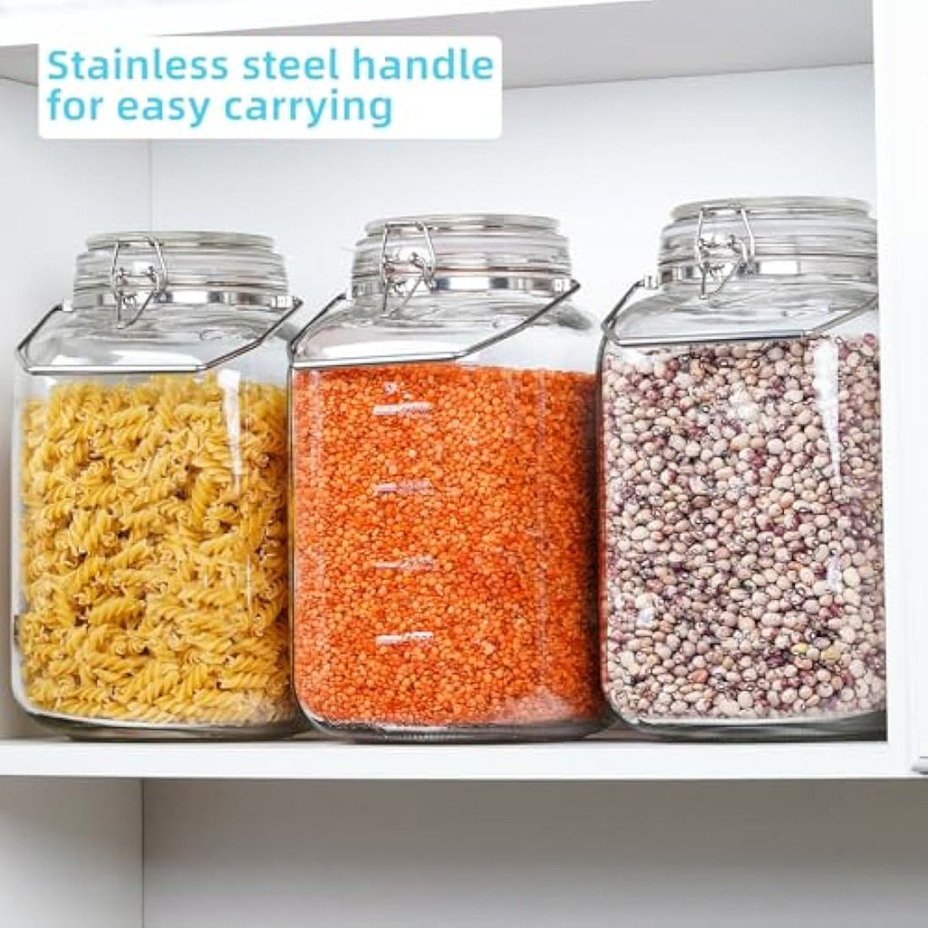 Absovetu 5.7L Airtight Glass Storage Jar | Wide Mouth Mason Jar with Handle