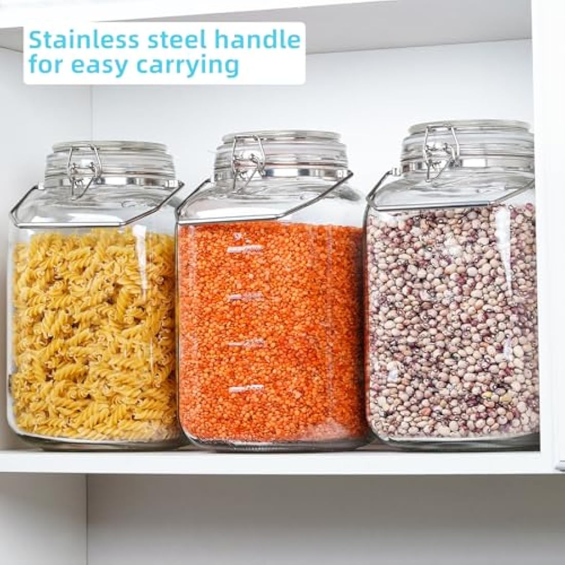 Absovetu 5.7L Airtight Glass Storage Jar | Wide Mouth Mason Jar with Handle