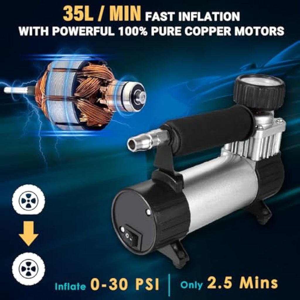 Twilight Garage 12V 150PSI Heavy Duty Portable Car Tire Inflator Pump