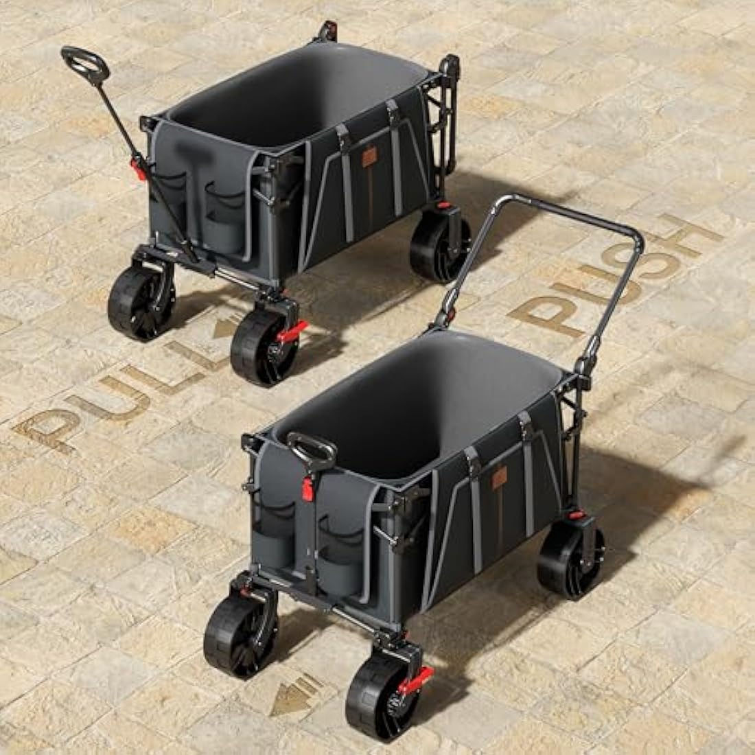 Ever Advanced Heavy Duty Folding Wagon – All-Terrain Beach Cart with Canopy