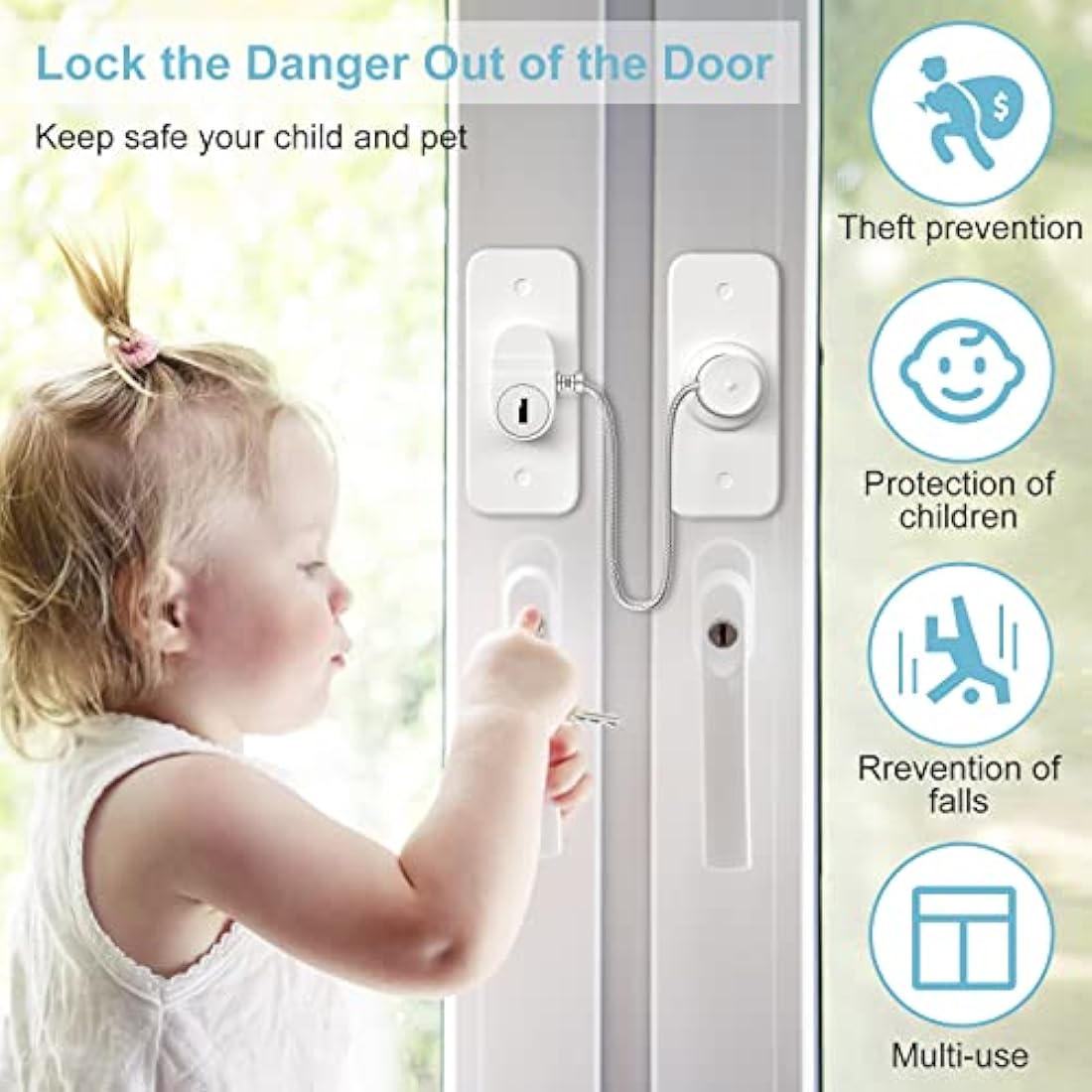 AOSITE Window Safety Lock – 4 Pack Self-Adhesive Childproof Cable Restrictor