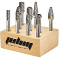 Pilim 10PC Tungsten Carbide Burr Set | 1/4" Shank Double Cut Rotary Bits