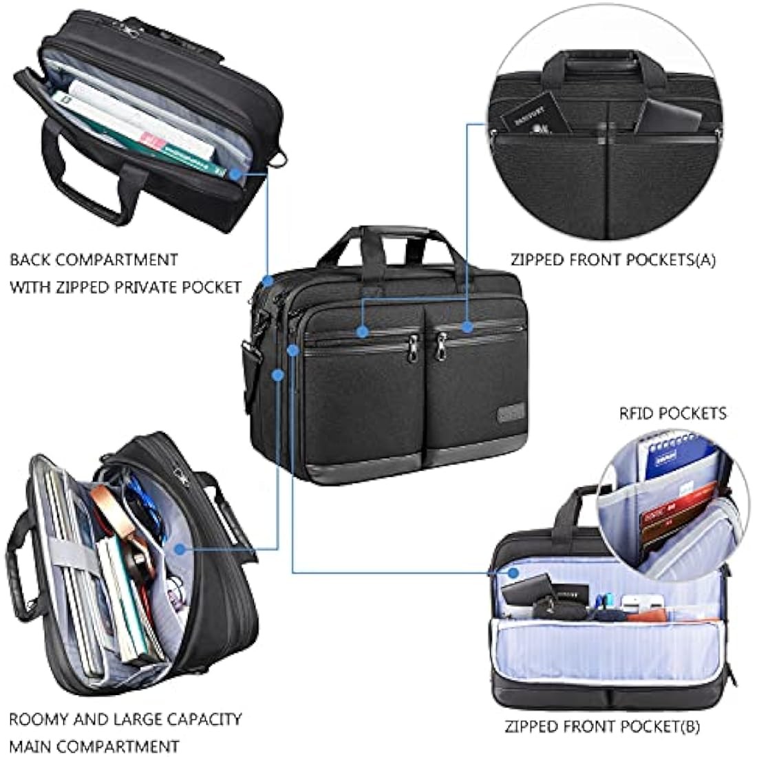 KROSER 17.3 Inch Laptop Briefcase – Expandable Water-Repellent Bag