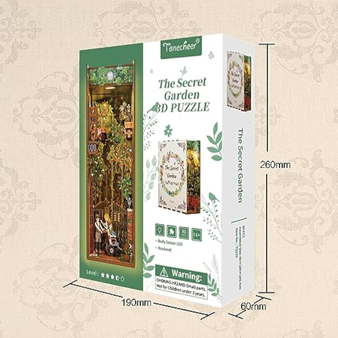 Tonecheer DIY Book Nook Kit – The Secret Garden 3D Wooden Puzzle with LED