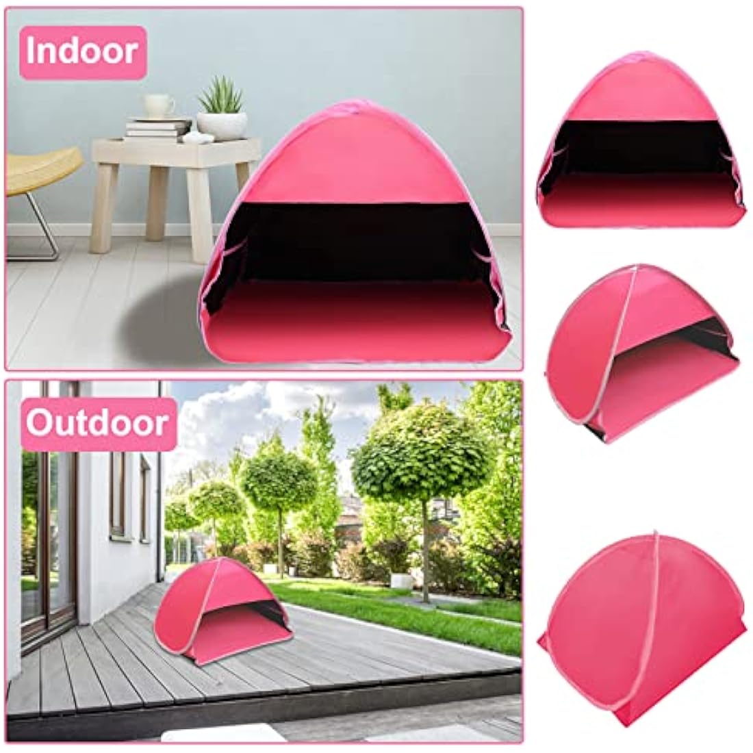Mini Pop Up Pet Beach Tent – UV Sun Shelter & Shade, Rose Red
