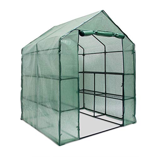 Relaxdays Walk-in Garden Greenhouse - 8 Shelves PE Mesh Tent - 140x190x140cm