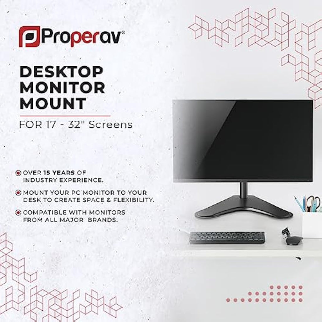 ProperAV Free Standing Monitor Mount | 17-32 Inch VESA Desk Stand