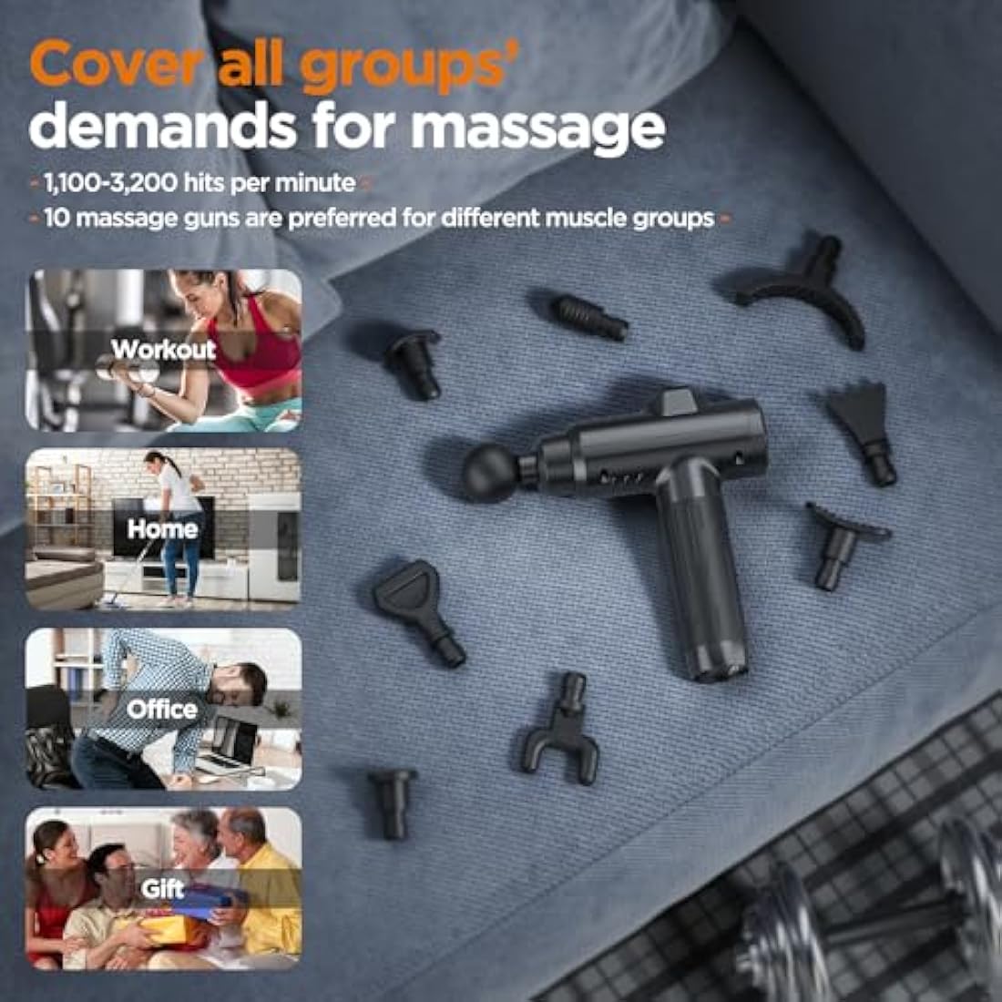 Jolof Store Deep Tissue Massage Gun – 30 Speeds & 10 Heads Massager