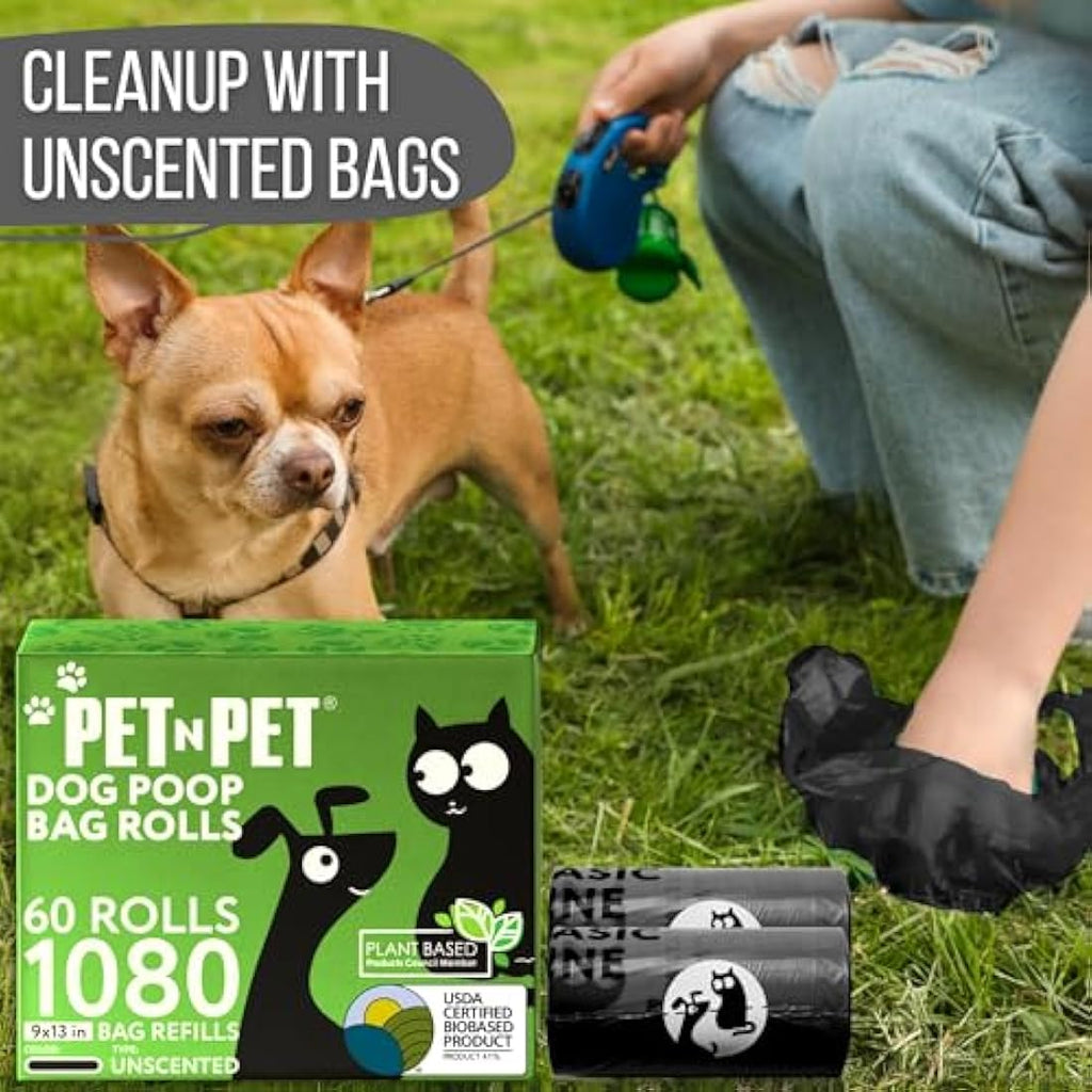 PET N PET Biodegradable Dog Poop Bags | 1080 Count Leak-Proof Rolls